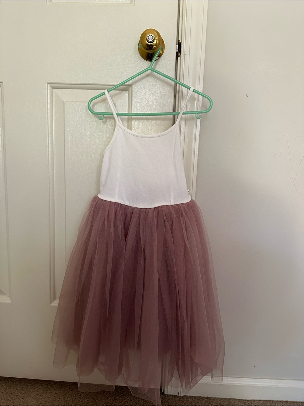 White Bodice Mauve Tulle Dress